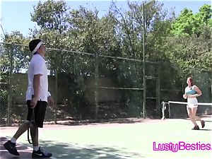Tennis coach spunk-pumps ultra-kinky teenagers on the court
