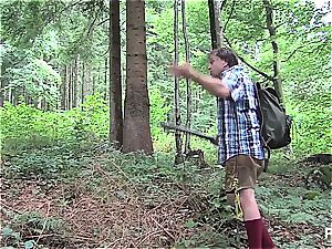 Caught deepthroating in the forest